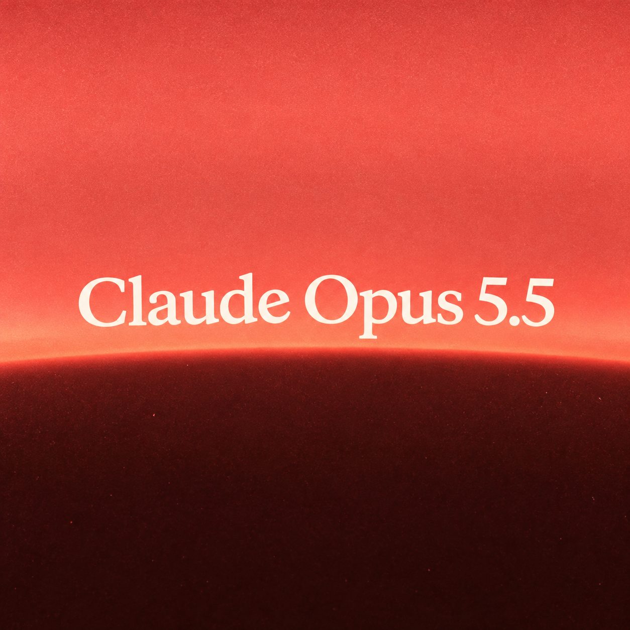 Der Schriftzug Claude Opus 5.5 über einem roten Horizont.